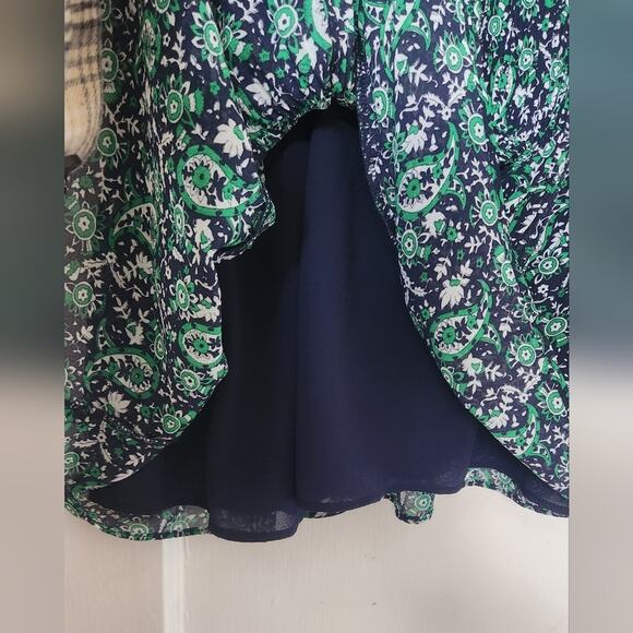 Michael Kors Green Navy Blue Paisley Georgette Dress medium - Picture 6 of 9